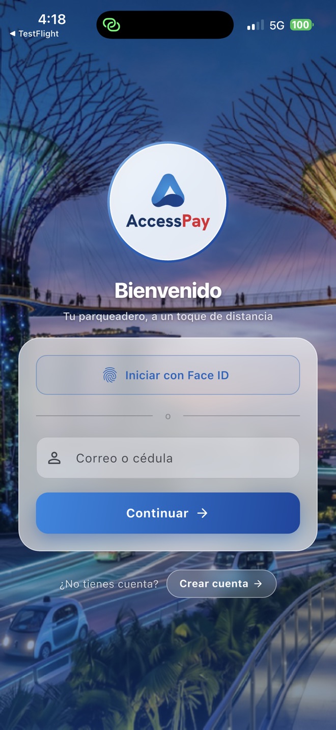 Pantalla de inicio de sesión de AccessPay