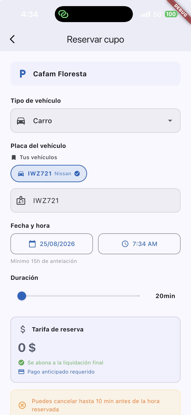 Formulario para reservar un cupo