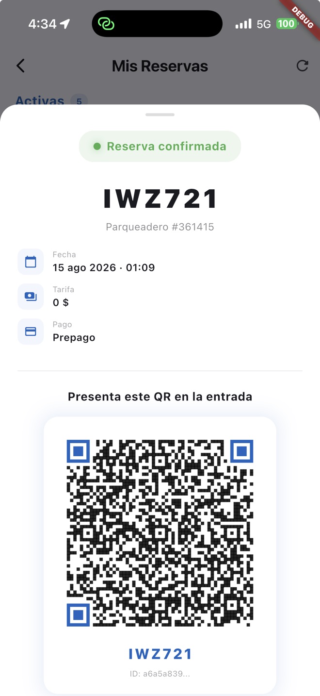 Reserva confirmada mostrando el QR de entrada