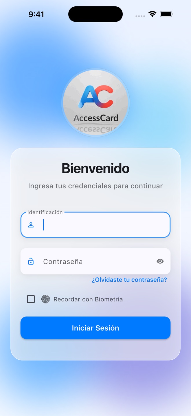 Pantalla de inicio de sesión de AccessCard