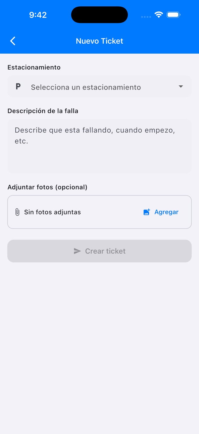 Formulario Nuevo Ticket vacío